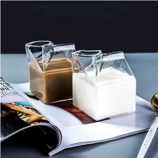 Mini Glass Milk Carton Cup